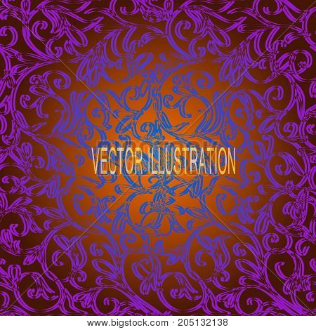 Background with ornament in violet colors. Vector illlustration.