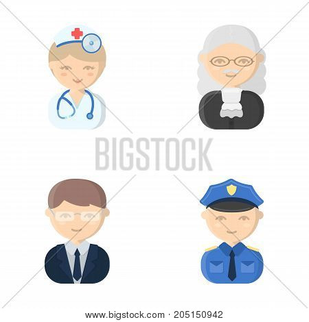 Doctor, judge, business, police.Profession set collection icons in cartoon style vector symbol stock illustration .
