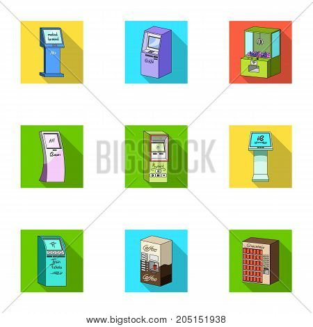 ATM, coffee machine, information apparatus and other types of terminals. Terminals set collection icons in flat style isometric vector symbol stock illustration .