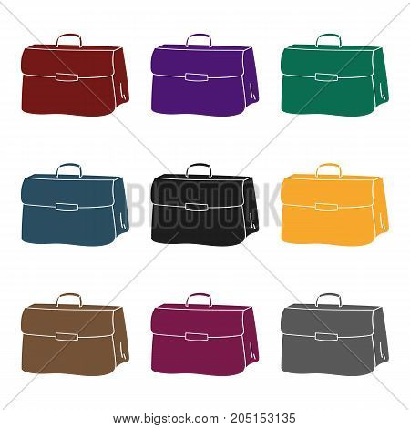 Briefcase icon in black design isolated on white background. Conference and negetiations symbol stock vector illustration.
