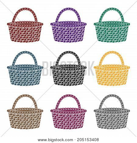 Straw basket for carrying fruits and vegetables in the village.Farm and gardening single icon in black style vector symbol stock web illustration.