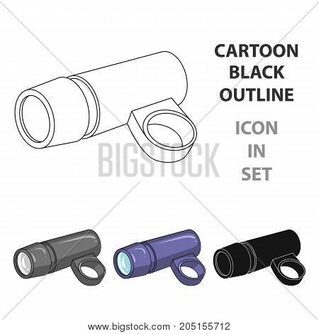 A flashlight that clings to the steering wheel to illuminate the road.Cyclist outfit single icon in cartoon style vector symbol stock web illustration.