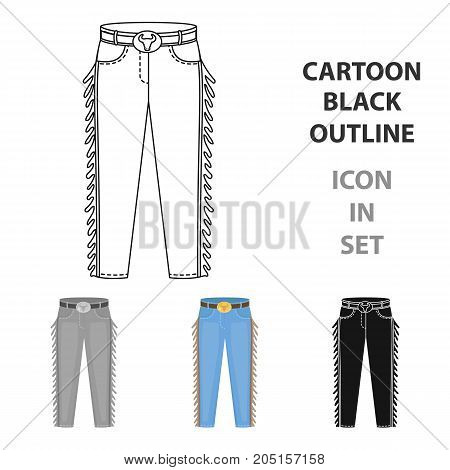 Cowboy jeans icon in cartoon design isolated on white background. Rodeo symbol stock vector illustration.