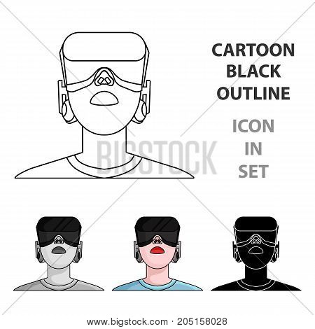 Player with virtual reality headcartoon icon in cartoon style isolated on white background. Virtual reality symbol stock vector illustration.