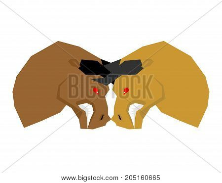 Battle bull. bullfight. Two bulls to butt. Vector illustration