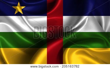 Realistic flag of Central African republic on the wavy surface of fabric. This flag can be used in design