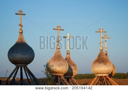 The dome of the Church in the middle of the field, Russia