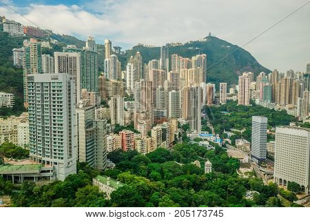 Hong Kong buildings in the middle of the hill