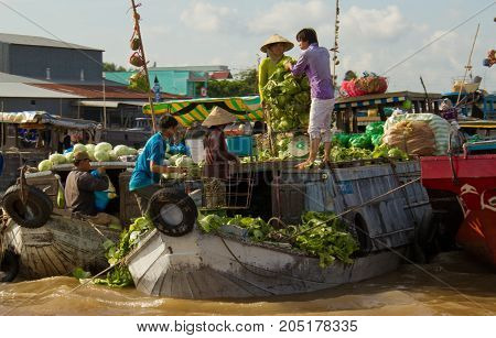Vendors Sell Cabages From Boats
