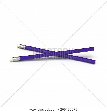 Unsharpened Pencil on white background. 3D illustration