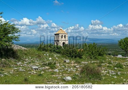 Church tower on bribir fortress in Dalmatia