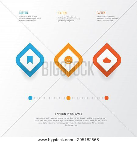Internet Icons Set. Collection Of Flag, Overcast, Smile And Other Elements
