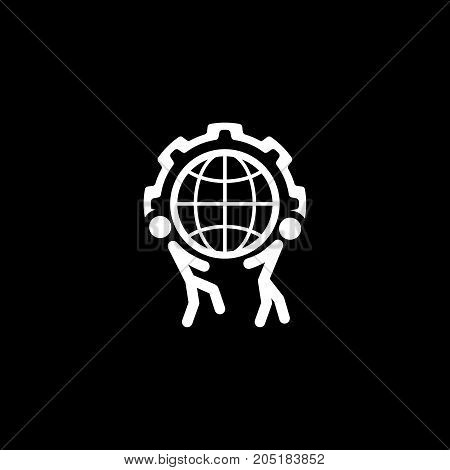 Global Support Icon. Flat Design.