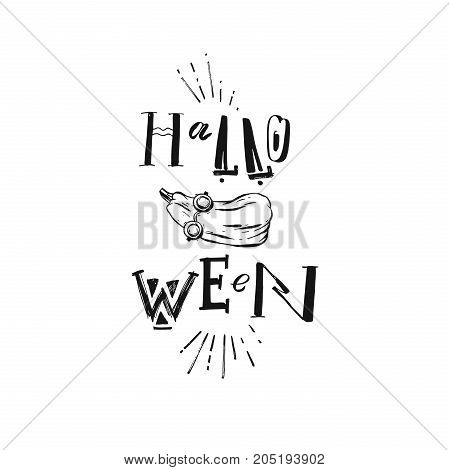 Hand drawn vector abstract graphic handwritten modern calligraphy print quote Halloween and pumpkin illustration isolated on white background