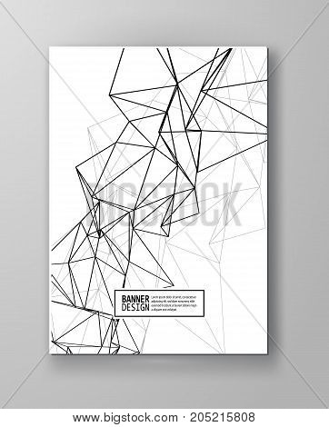 Wireframe Mesh Poster With Triangle Shapes. Abstract Form. Connected Lines And Triagles Banner. Vect
