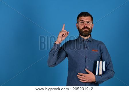 Professor With Confident Face Expression. Teacher Wears Glasses