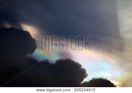 Beautiful iridescent cloud, Irisation (nature background) .