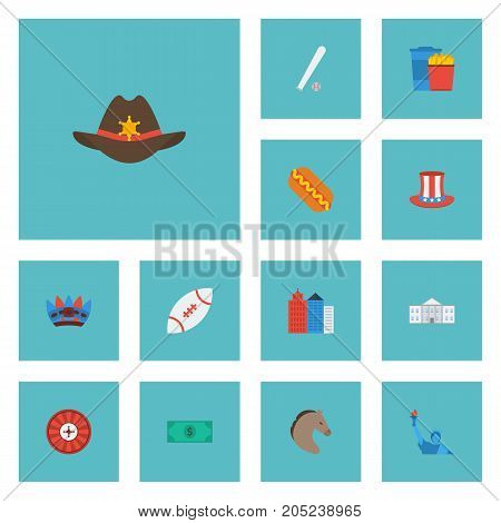 Flat Icons Sausage, Greenback, Snack And Other Vector Elements