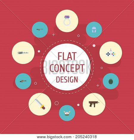 Flat Icons Blade, Warrior, Shotgun And Other Vector Elements