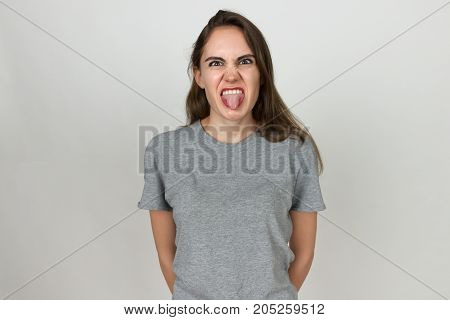 Woman Shows Tongue