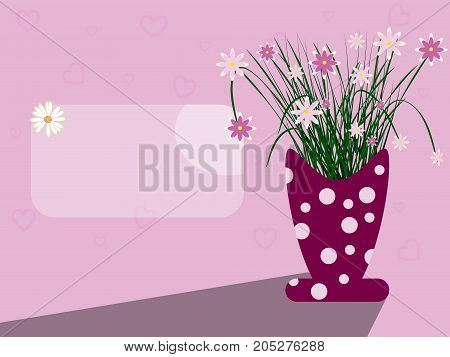 mockup card scene in rose with flower and vase