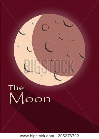 moon with shadow and text on a red background