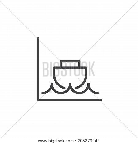 Low tide line icon, outline vector sign, linear style pictogram isolated on white. Symbol, logo illustration. Editable stroke