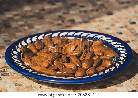 Roast Almond In White Dish
