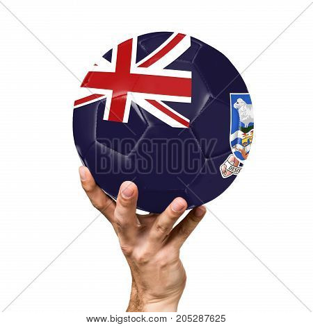soccer ball with the image of the flag of Falkland Islands, ball isolated on white background.