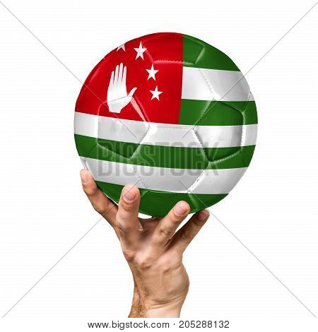 soccer ball with the image of the flag of Abkhazia, ball isolated on white background.