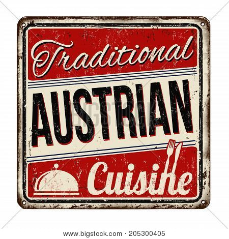 Traditional Austrian Cuisine  Vintage Rusty Metal Sign