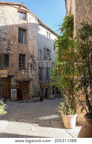 TOURRETTES-SUR-LOUP FRANCE - APRIL 25 2016: Street of Tourrettes-sur-Loup a medieval village in the Alpes-Maritimes department in southeastern France