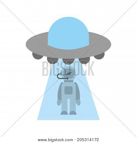 austronaut abducted by ufo science fiction vector illustration