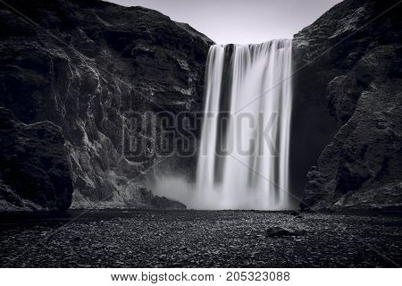 Skogafoss At Iceland Europe in Black & White