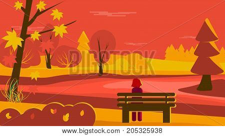 a Fall Scene with fence in Park