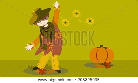 a fashion theme fall with pumpkin and girl