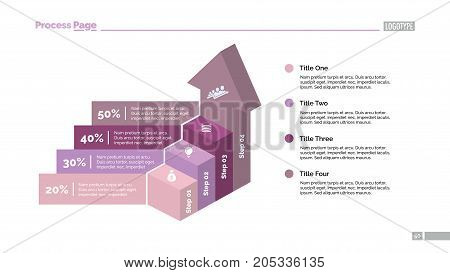Four steps percentage chart and stairs. Business data. Growth, diagram, design. Concept for infographic, presentation, report. Can be used for topics like analysis, statistics, finance.