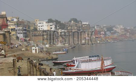 Varanasi. Holy indian city. Ganga holy indian river.