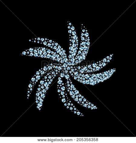 A flower from diamonds on a black background. Vector illustration.