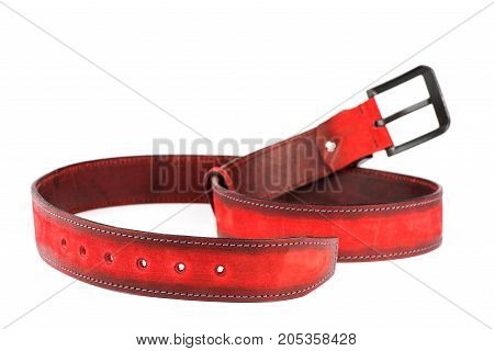 belt for jeans, a red belt, a belt on a white background