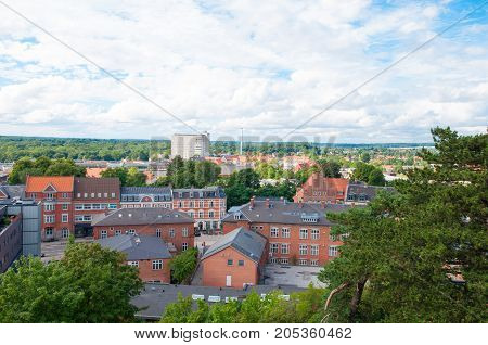 cityscape of Naestved in Denmark on a cloudy day