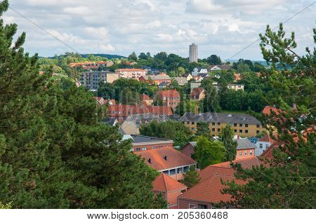 Aerial view of Town of Naestved in Denmark