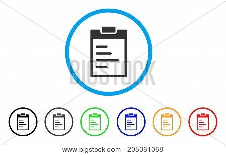 Inventory Pad rounded icon. Style is a flat inventory pad grey symbol inside light blue circle with black, gray, green, blue, red, orange versions. Vector designed for web and software interfaces.