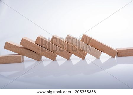 Wooden Domino Blocks On White Background