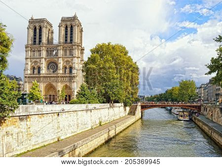 Notre Dame de Paris at sunny day.