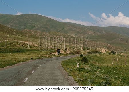 Road in Armenia. horizontal shot in the afternoon