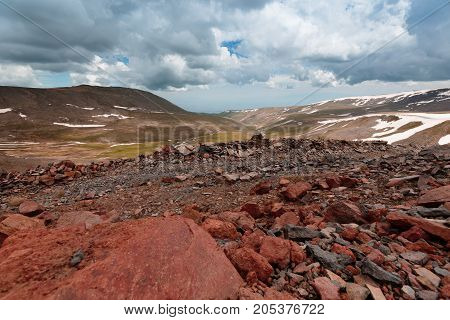 Mount Aragats, Armenia. horizontal shot in the afternoon