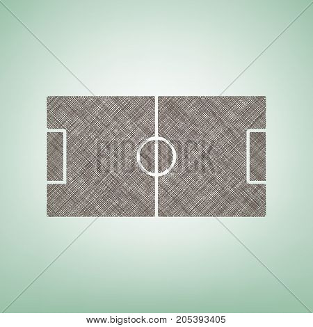 Soccer field. Vector. Brown flax icon on green background with light spot at the center.
