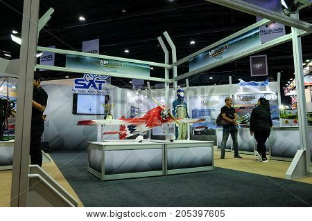 Bangkok Motor show Thailand Muang Thong Thani - March 302017 : Air race 1 world cup Thailand show booth.Forced aircraft.