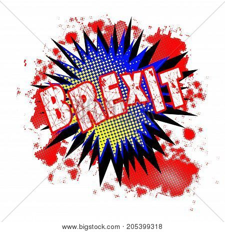 A comic cartoon style brexit exclamation explosion over a white background